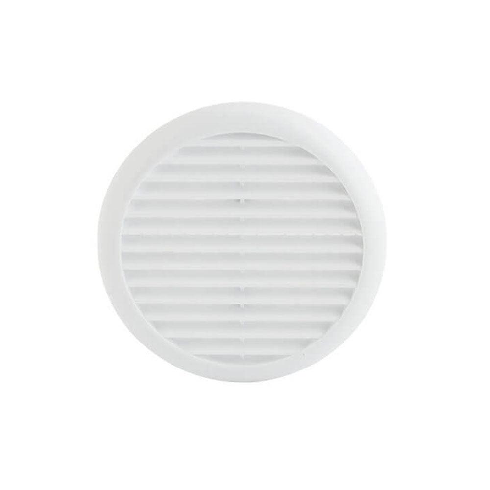 Round White Vent with Flyscreen - Louvered, Size 145mm