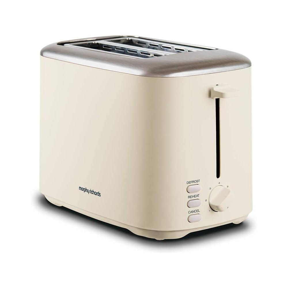 Morphy Richards 2 Slice Toaster Cream | Variable Browning, Width Slots, Reheat, Defrost, Cancel, Crumb Tray, Cord Storage