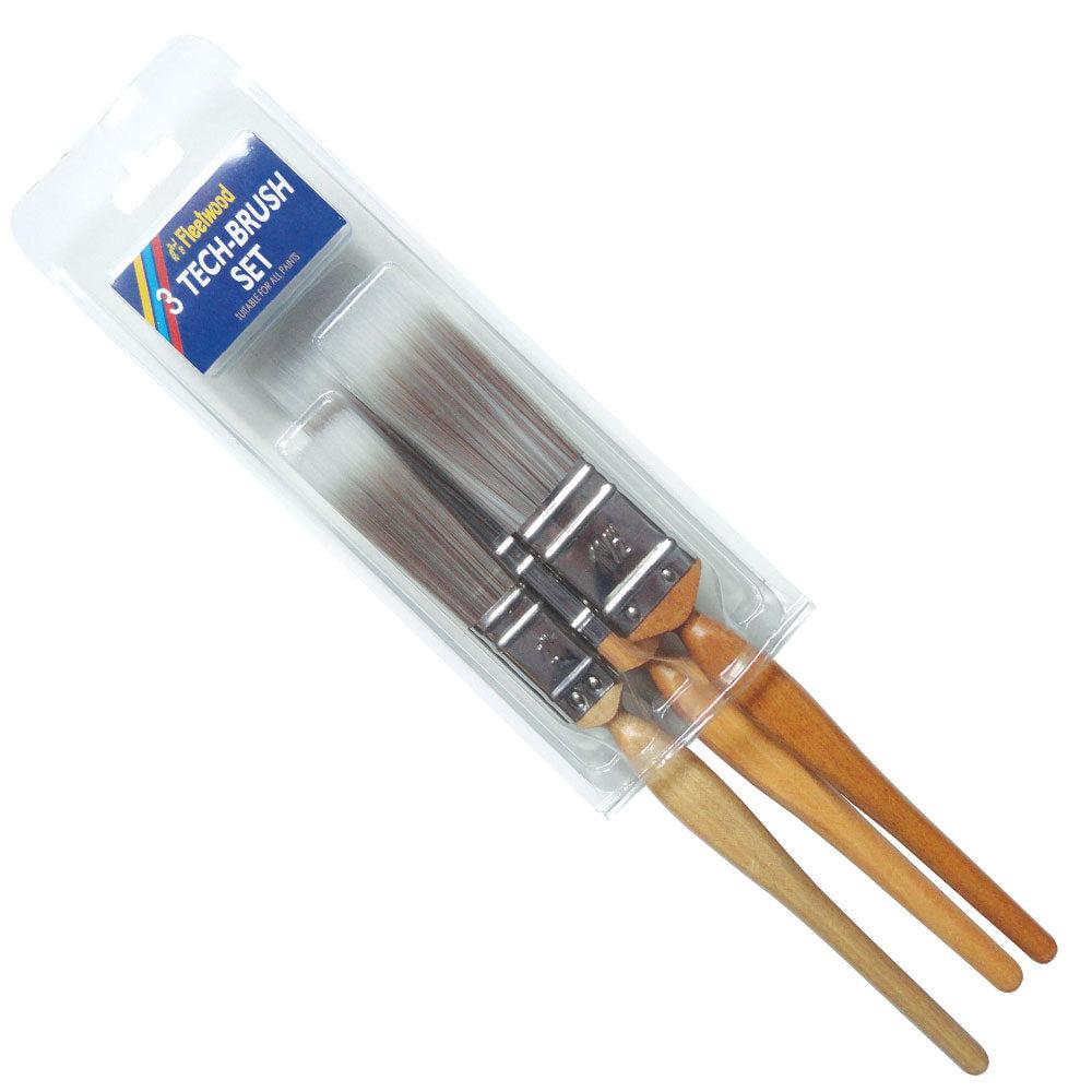 Fleetwood 3 Piece Tech Brush Set | Synthetic Bristles | Timber Handle | 1", 1.5" Brushes | For All Paints