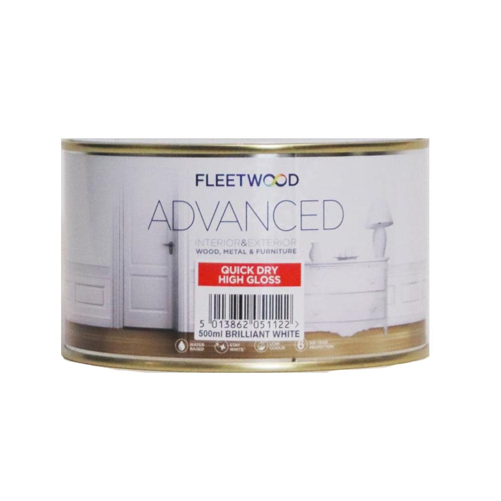 Fleetwood Advanced High Gloss Paint - Brillant White, Size 500ml, Quick Dry, Interior & Exterior