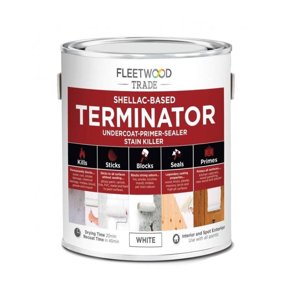 Fleetwood Terminator Primer Stain Killer - White | Size 500 ml - Shellac-Based, Kills, Sticks, Blocks, Seals, Primes