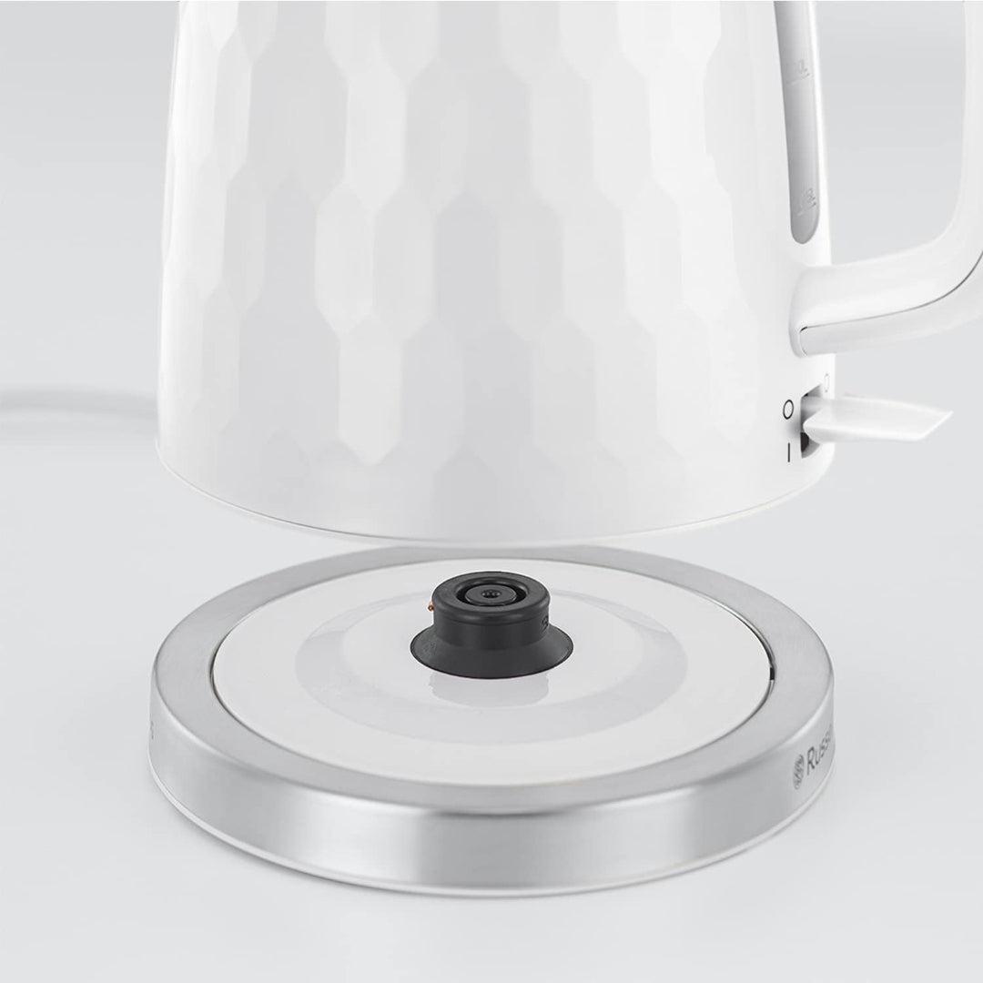 Russell Hobbs Honeycomb Kettle 1.7 Litre White - Honeycomb Design, Perfect Pour Spout, Illuminated Water Window