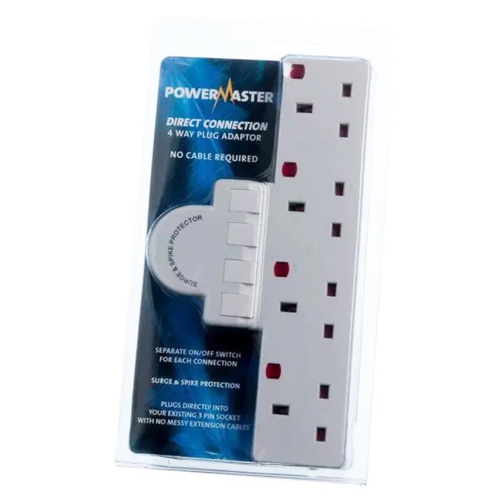 PowerMaster 4 Gang Plug Adaptor with Surge & Spike Protection, On/Off Switch