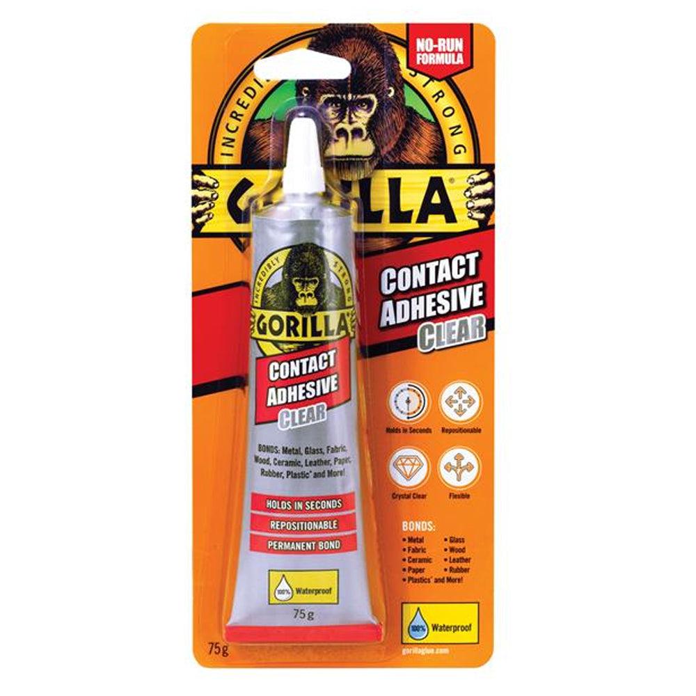 Gorilla Contact Adhesive Clear 75g | Waterproof, Bonds Metal, Glass, Fabric, Wood, Ceramic, Leather, Paper, Rubber, Plastic