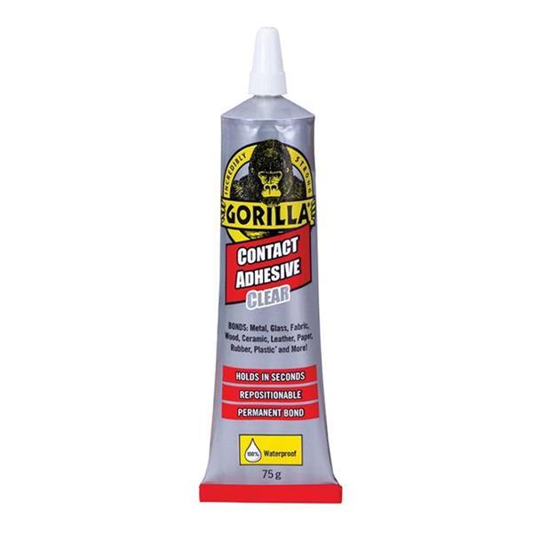 Gorilla Contact Adhesive Clear 75g | Waterproof, Bonds Metal, Glass, Fabric, Wood, Ceramic, Leather, Paper, Rubber, Plastic