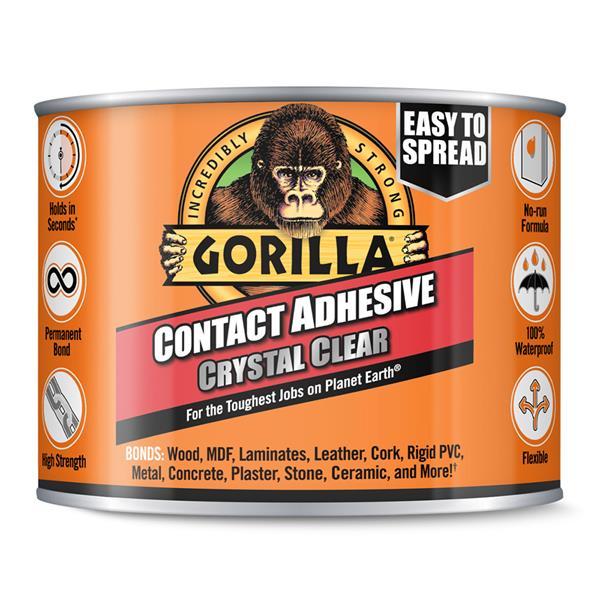 Gorilla Contact Adhesive Crystal Clear 200ml - Waterproof, Fast-drying, Permanent Bond, Easy to Spread
