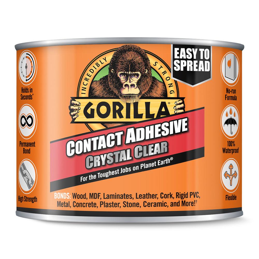 Gorilla Contact Adhesive Crystal Clear 200ml - Waterproof, Fast-drying, Permanent Bond, Easy to Spread