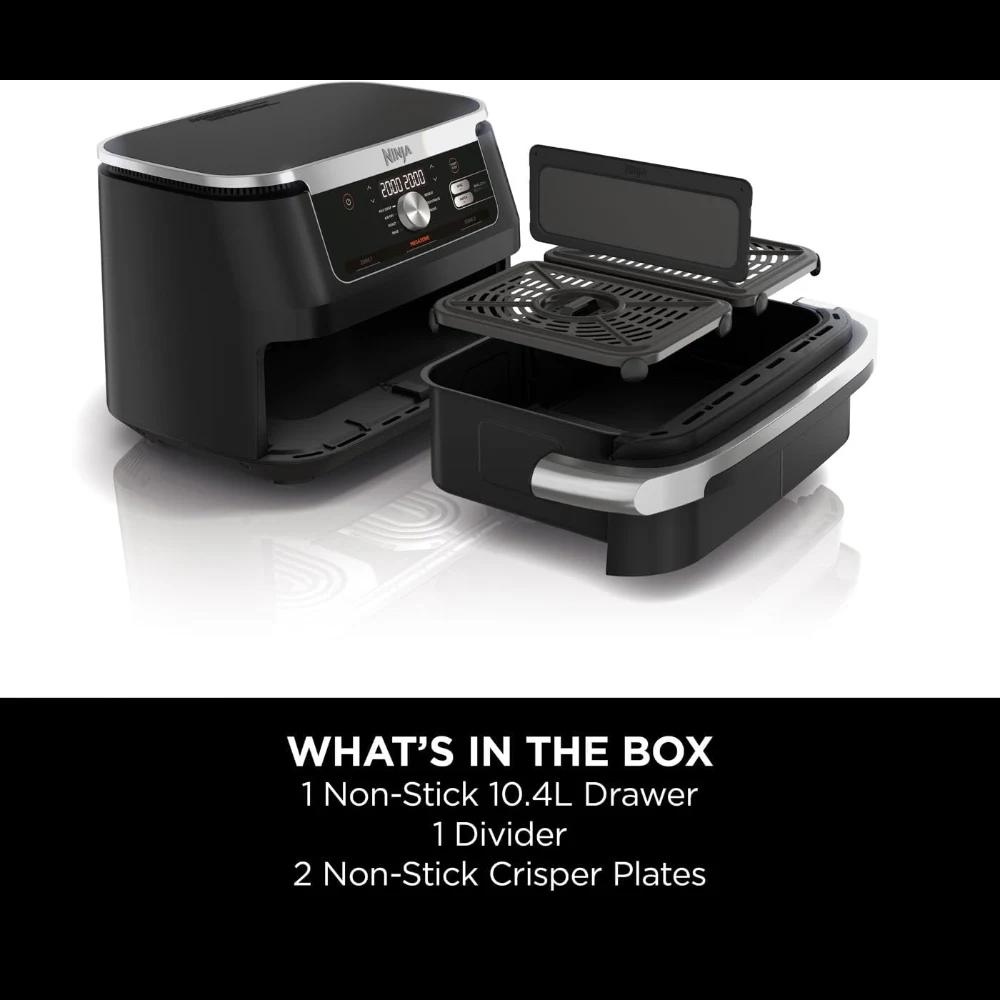 Ninja Foodi FlexDrawer 10.4L Air Fryer Black - 7 Functions, DualZone/MegaZone, Energy Efficient, Low Fat Cooking, Dishwasher Safe