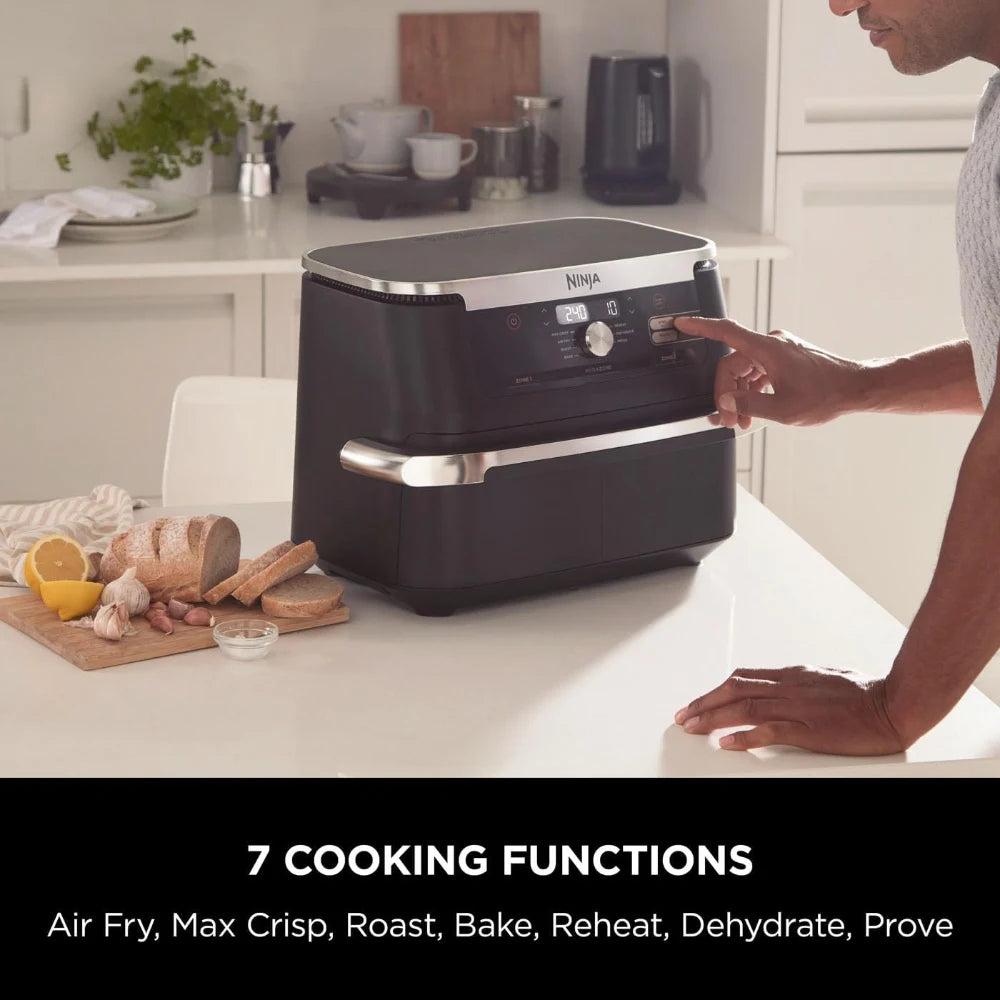 Ninja Foodi FlexDrawer 10.4L Air Fryer Black - 7 Functions, DualZone/MegaZone, Energy Efficient, Low Fat Cooking, Dishwasher Safe