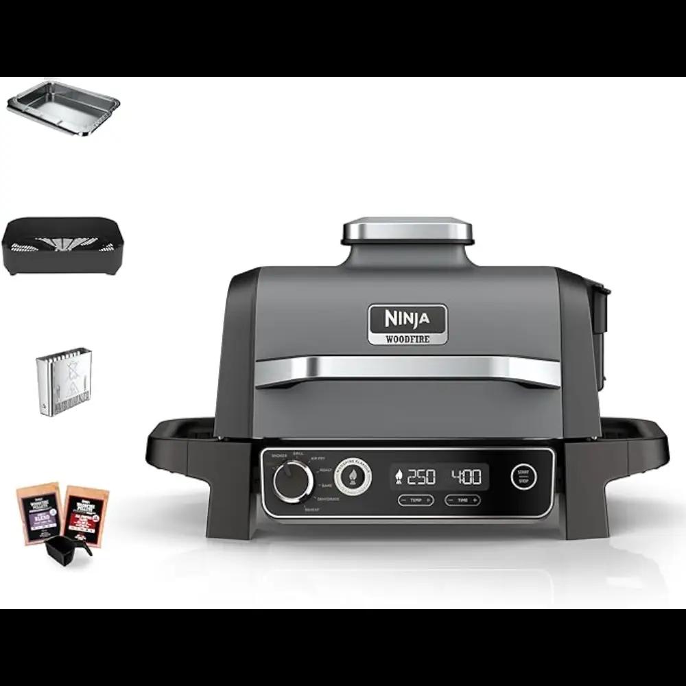 Ninja Woodfire Electric BBQ Grill & Smoker with Air Fry, Grill, Smoker, Woodfire Technology