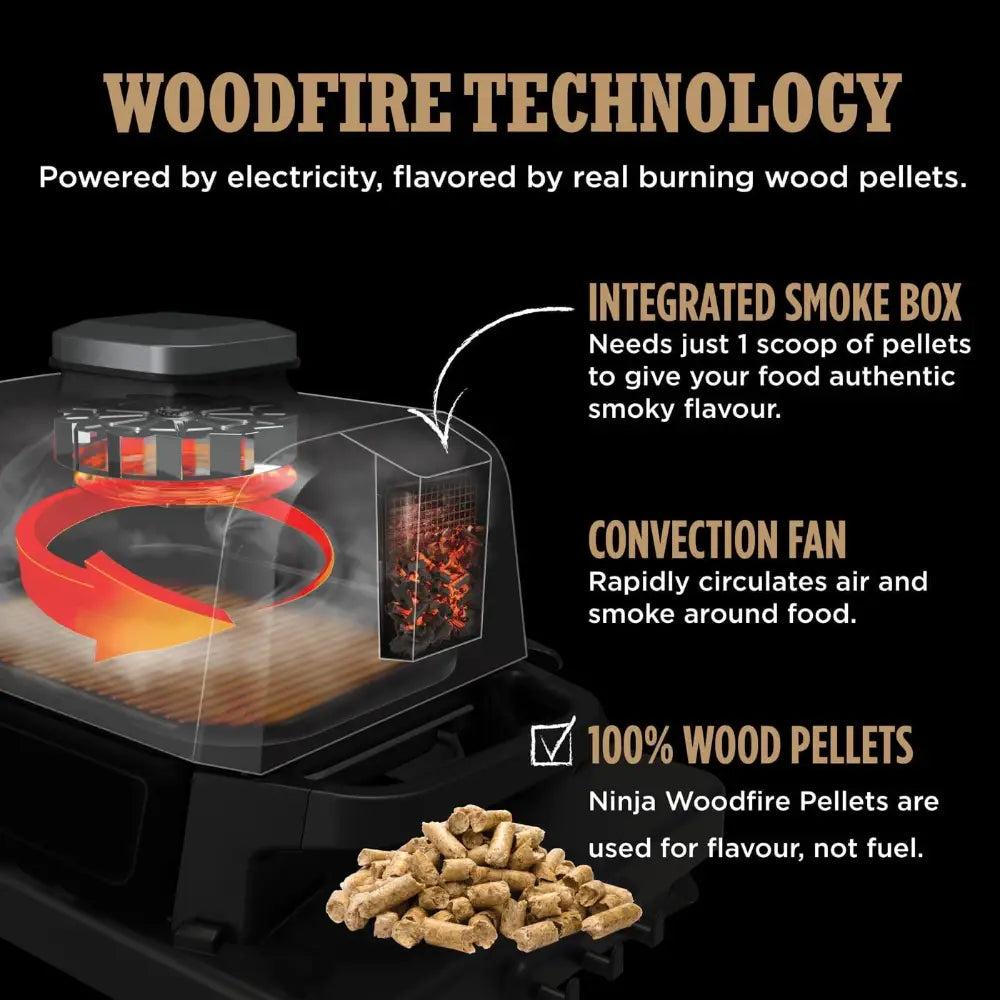Ninja Woodfire Electric BBQ Grill & Smoker with Air Fry, Grill, Smoker, Woodfire Technology