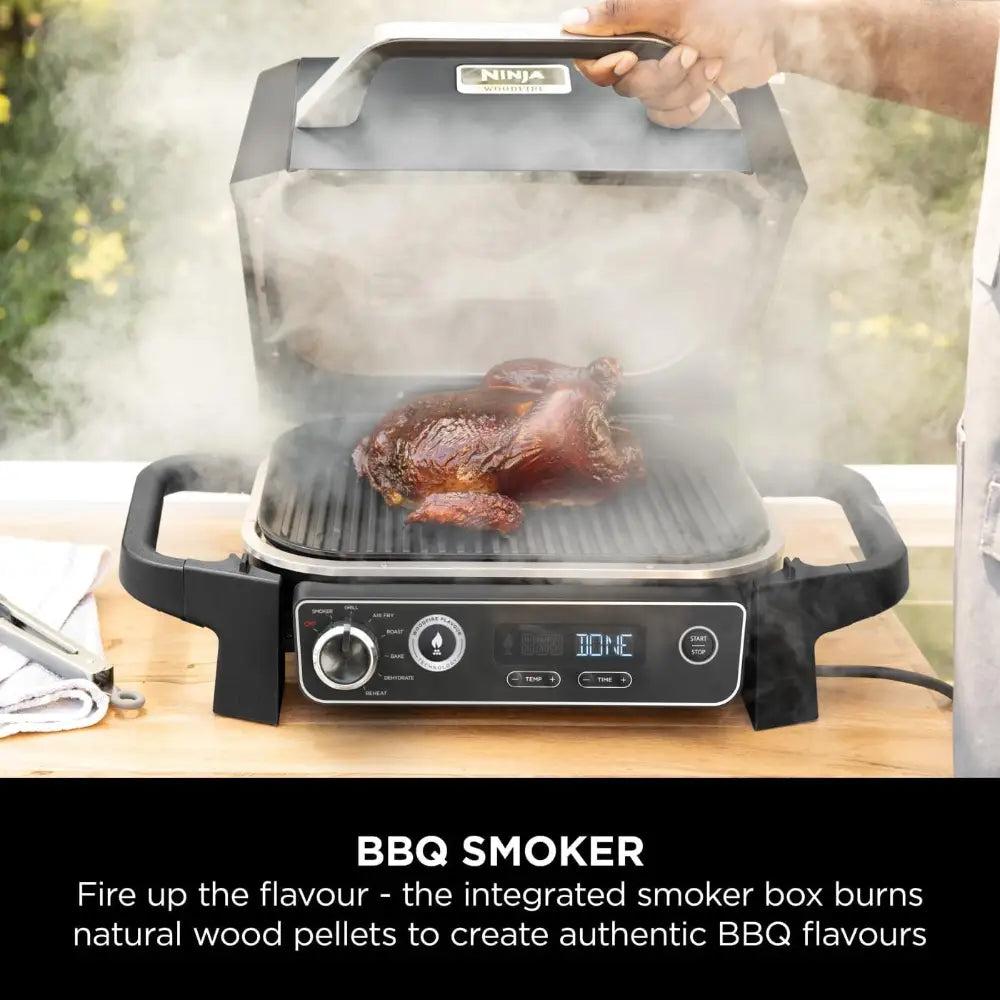 Ninja Woodfire Electric BBQ Grill & Smoker with Air Fry, Grill, Smoker, Woodfire Technology