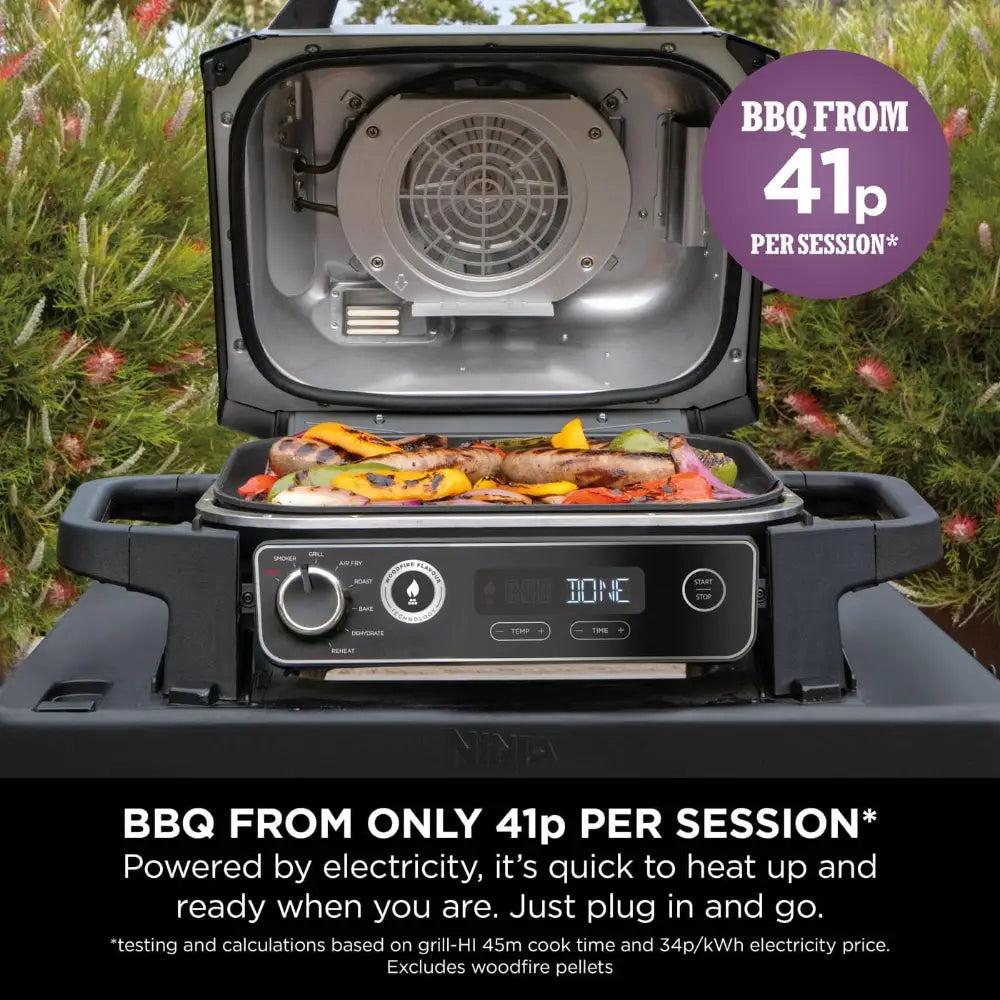 Ninja Woodfire Electric BBQ Grill & Smoker with Air Fry, Grill, Smoker, Woodfire Technology