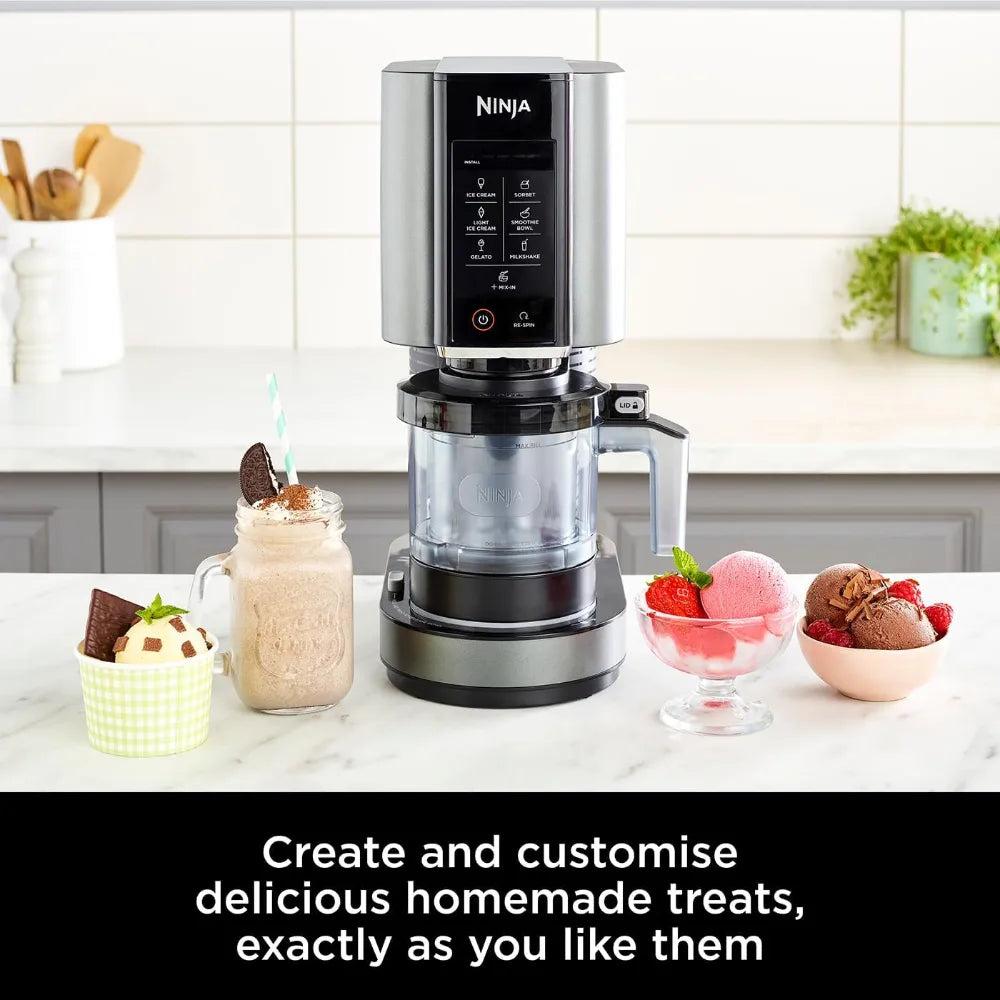 Ninja CREAMi Ice Cream & Frozen Dessert Maker - Black & Silver | 7 Programs, Ice Cream, Sorbet, Smoothie Bowl, Gelato, Milkshake, Light Ice Cream, Mix-In
