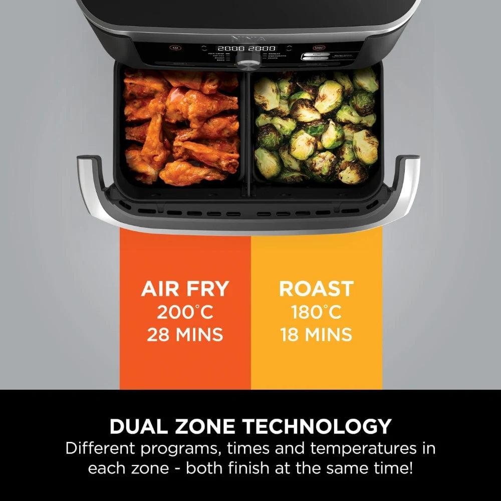 Ninja Foodi FlexDrawer 10.4L Air Fryer Black - 7 Functions, DualZone/MegaZone, Energy Efficient, Low Fat Cooking, Dishwasher Safe