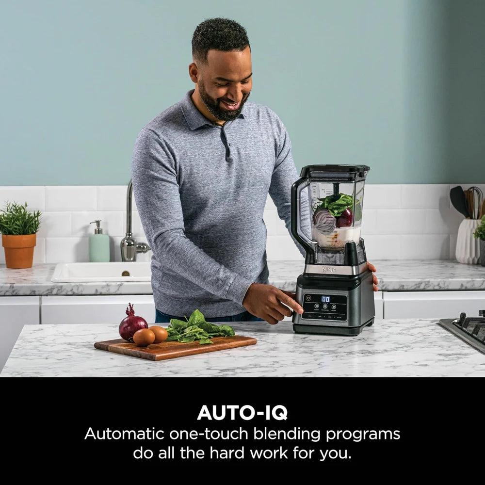 Ninja 2-in-1 Blender with Auto-IQ Technology, 1200W Power, 2.1L Jug, Black & Silver - Perfect for Smoothies, Sauces, and More