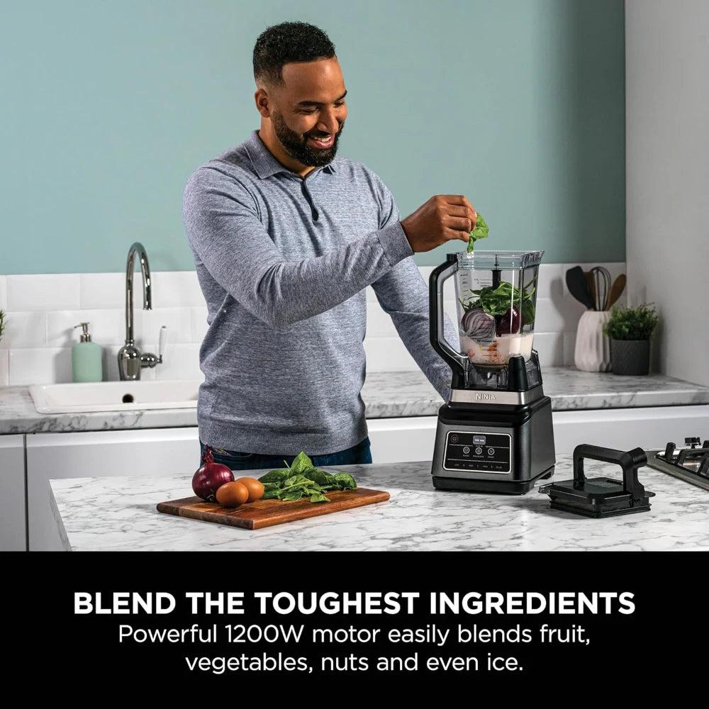 Ninja 2-in-1 Blender with Auto-IQ Technology, 1200W Power, 2.1L Jug, Black & Silver - Perfect for Smoothies, Sauces, and More