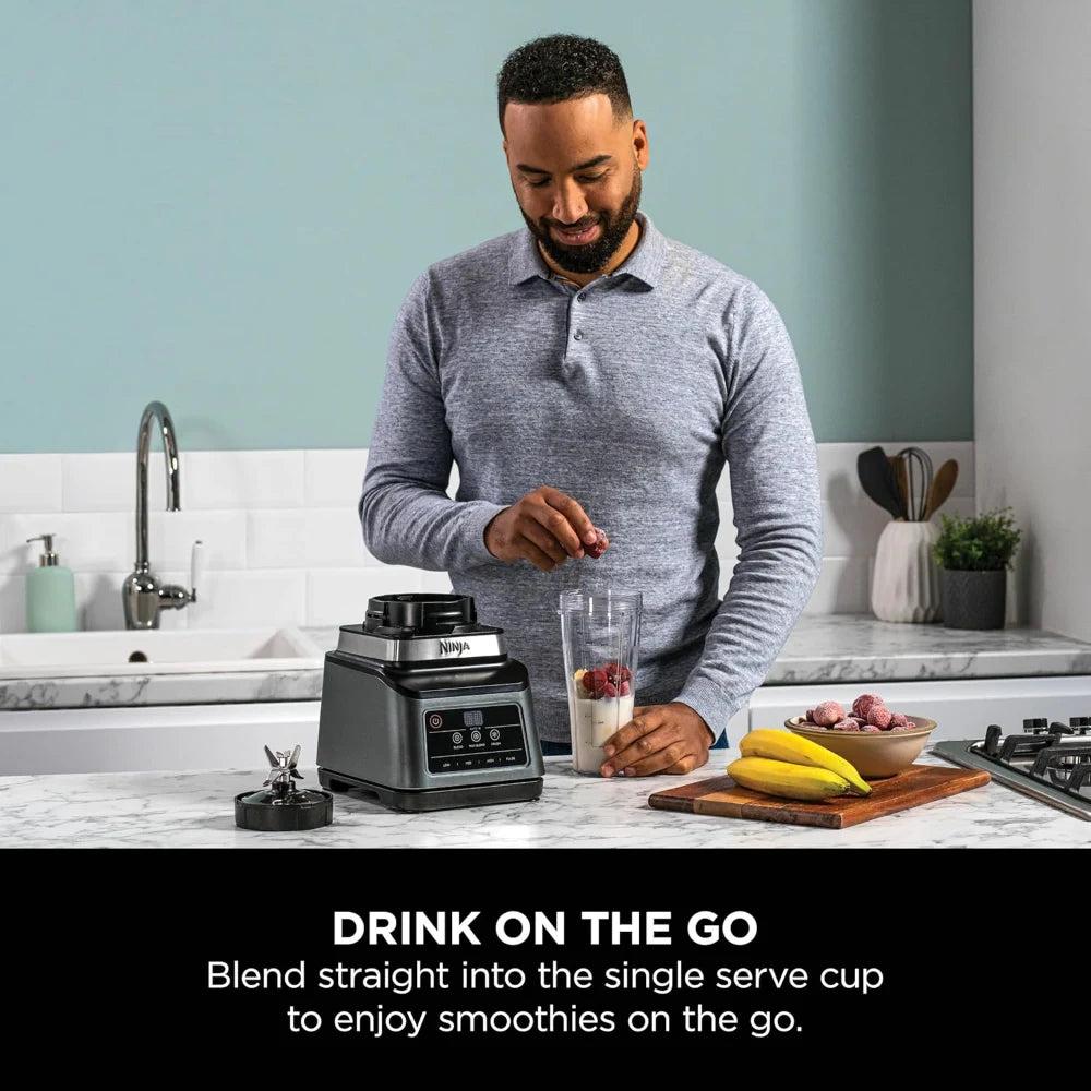 Ninja 2-in-1 Blender with Auto-IQ Technology, 1200W Power, 2.1L Jug, Black & Silver - Perfect for Smoothies, Sauces, and More
