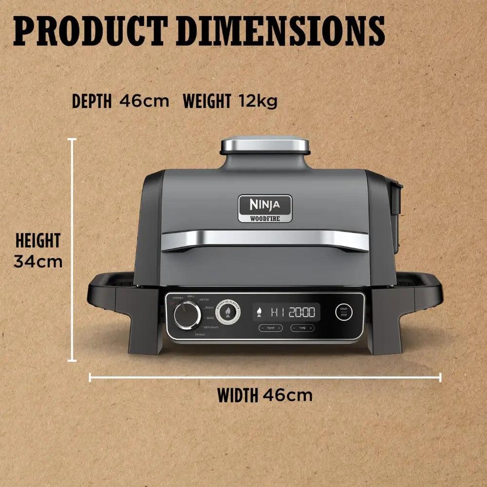 Ninja Woodfire Electric BBQ Grill & Smoker with Air Fry, Grill, Smoker, Woodfire Technology