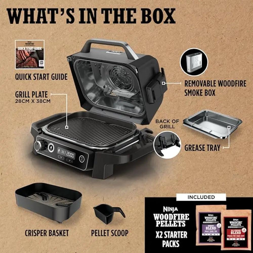 Ninja Woodfire Electric BBQ Grill & Smoker with Air Fry, Grill, Smoker, Woodfire Technology