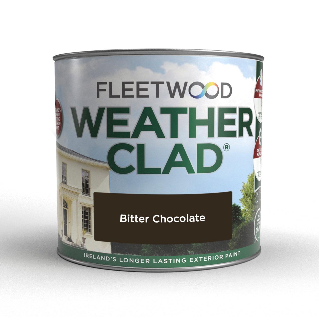 Fleetwood Weather Clad Paint - Bitter Chocolate, Size 1 Ltr, Smooth Acrylic Masonry Finish, Exterior Use