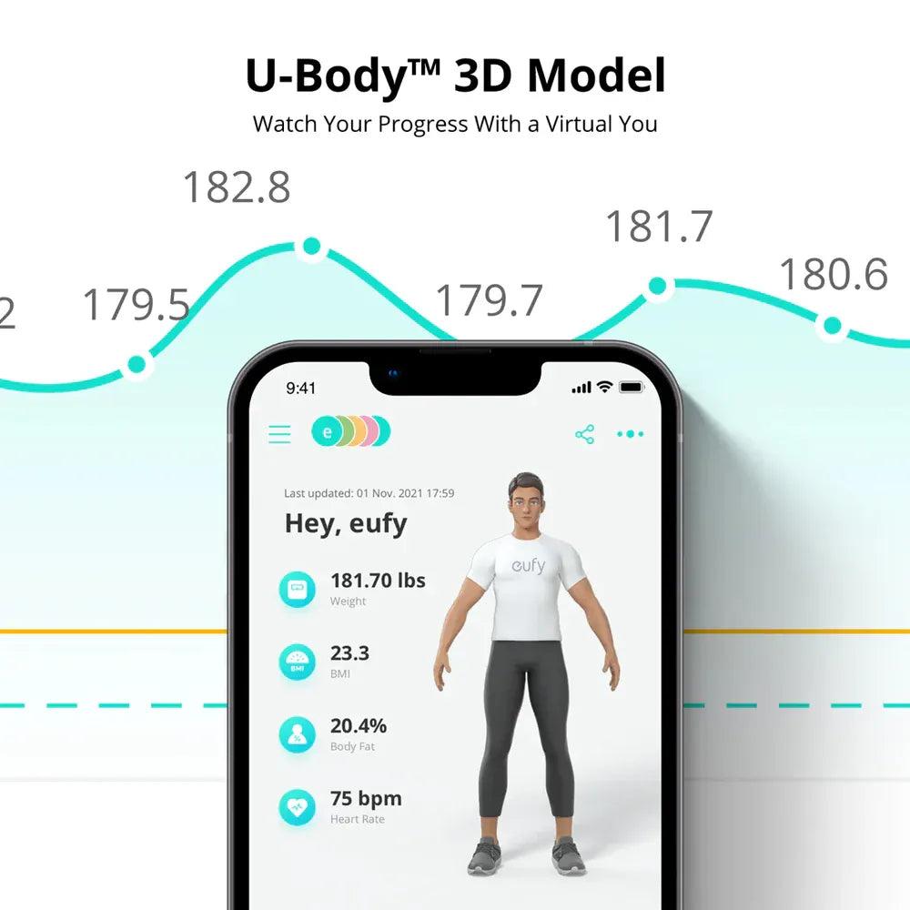 Eufy P2 Pro Smart Digital Weighing Scales - Black | Full Body Composition Analysis, Wi-Fi, Bluetooth, Weight, Heart Rate, BMI, Body Fat