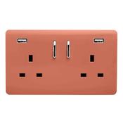 Trendi Double Switched Socket 2 Gang 13Amp With 2 X Usb A Ports - Copper | 9101-72