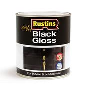 Rustins 1 Litre Gloss Wood &amp; Metal Paint - Black | R900053