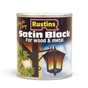 Rustins 250ml Satin Wood &amp; Metal Paint - Black | R900001
