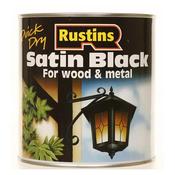 Rustins 2.5 Litre Satin Wood &amp; Metal Paint - Black | R900004