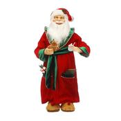 Festive Standing Santa in Red and Green Dressing Gown - 60cm
