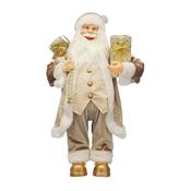 Festive Standing Cream and Gold Santa - 90cm