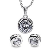 Newgrange Living Large White Stone Necklace &amp; Earrings Set - Silver | 600003