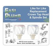 Easi Plumb Pair of Replacement Crown Tap Heads &amp; Spindles | EPE12RTH