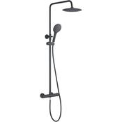 Orca Thermostatic Bar Mixer Shower &amp; Round Rainhead - Black | 151575 image