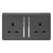 Trendi Double Switched Socket 2 Gang 13Amp - Charcoal | 9101-61
