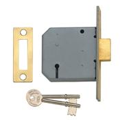 Union 3 Inch 3 Lever Deadlock 2177 - Polished Brass | DY-2177-75-PL image