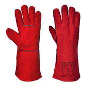 Portwest A500 - Welders 210 Split Leather Red Gauntlet Gloves - Red - XL | A500RERXL