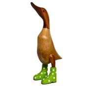 Lucky Ducks Duck with Lime and White Spotted Wellie Boots 30cm | BR24097-095
