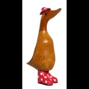 Lucky Ducks Duck with Pink and White Spotted Hat and Wellie Boots 22cm | BR24099-095