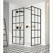 MERLYN Black Square Wetroom Panel | 900 to 1200mm