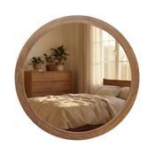 Tara Lane Stepped Round Wall Mirror 90cm - Natural | TL7364 image