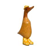 Lucky Ducks Duck with Yellow and White Spotted Hat and Wellie Boots 22cm | BR24100-095