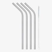Kitchencraft Straws With Cleaner 4 Piece - Stainless Steel | KCSSSTRAW4PC image