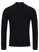 Remus Uomo Black Long Sleeve Half Zip Sweater