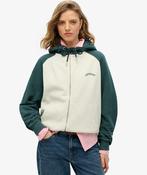Superdry Essential Logo Oversized Raglan Zip Hoodie - Off Wht Pine Green image