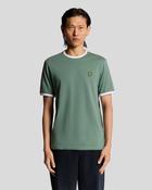 Lyle &amp;amp; Scott Ringer Cotton Crew Neck T-Shirt - Green/ White