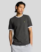 Lyle &amp;amp; Scott Ringer Cotton Crew Neck T-Shirt - Gunmetal/ White