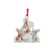 Mrs. Rabbit with a Christmas Pudding Wooden Hanging Ornament image
