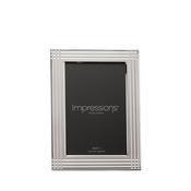 Impressions Border Stripe Metal Plated Silver Photo Frame 4" x 6" image